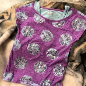 Girls  size 12 top with silver sequin circles